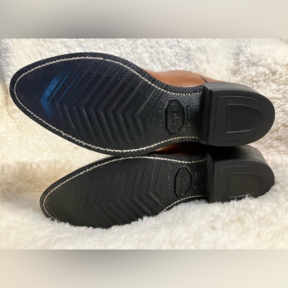 Vintage Honey Tan Leather Heeled Western Boots with Vibram Soles - Picture 13 of 16